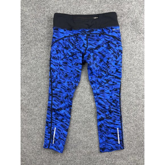 Nike Pants Womens Small Blue Black Dri Fit Running Capri Leggings Athletic - Picture 7 of 7